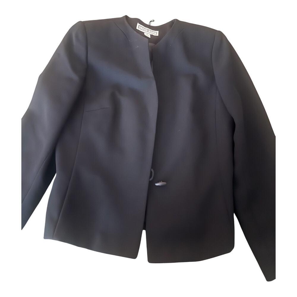 Dressbarn Women’s Black Blazer Jacket Size 6 Collarless Long Sleeve Career